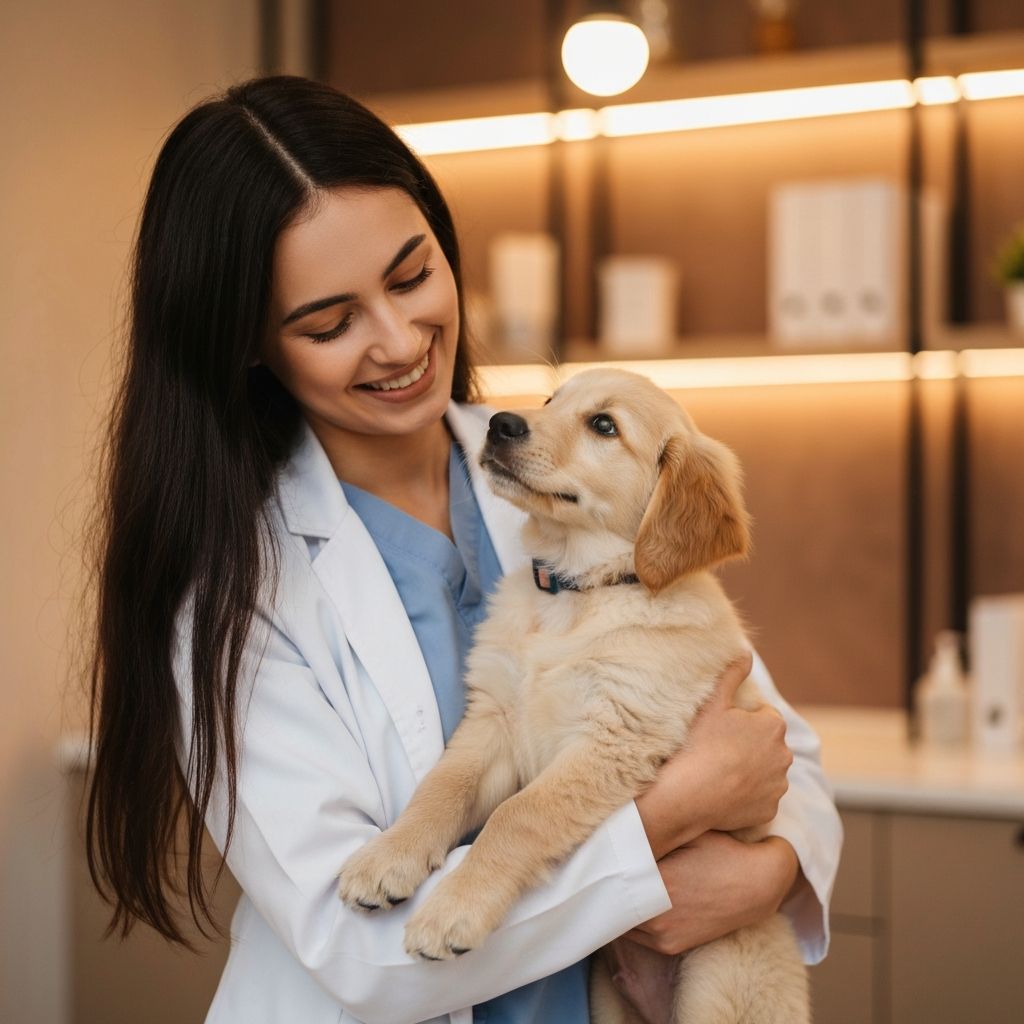 Млада ветеринарка с куче